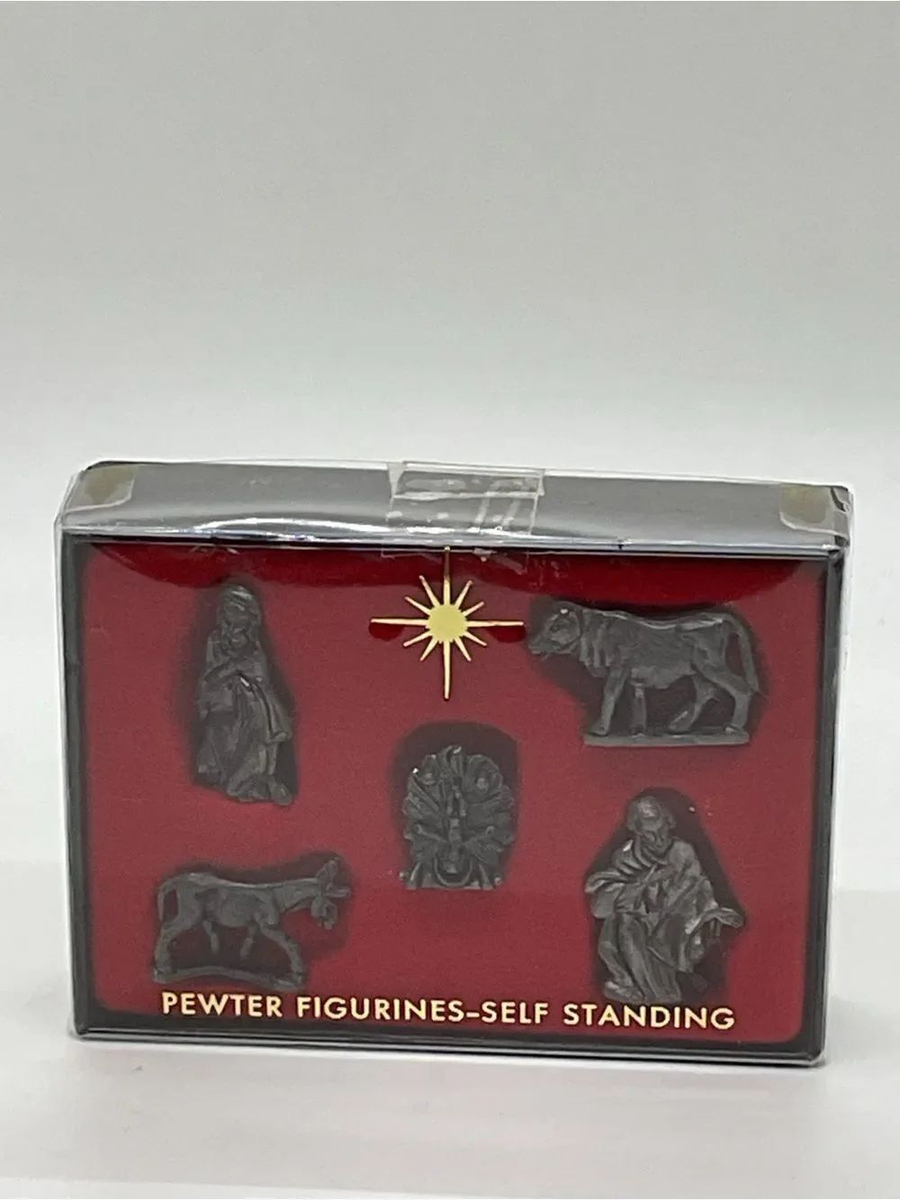 Pewter Nativity Figurine Set - Red